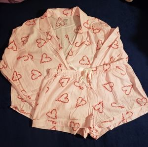LG Victoria's Secret PINK Candy Cane Short Pajama Set